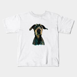 Doberman Natural Ears Illustration Drawing Kids T-Shirt